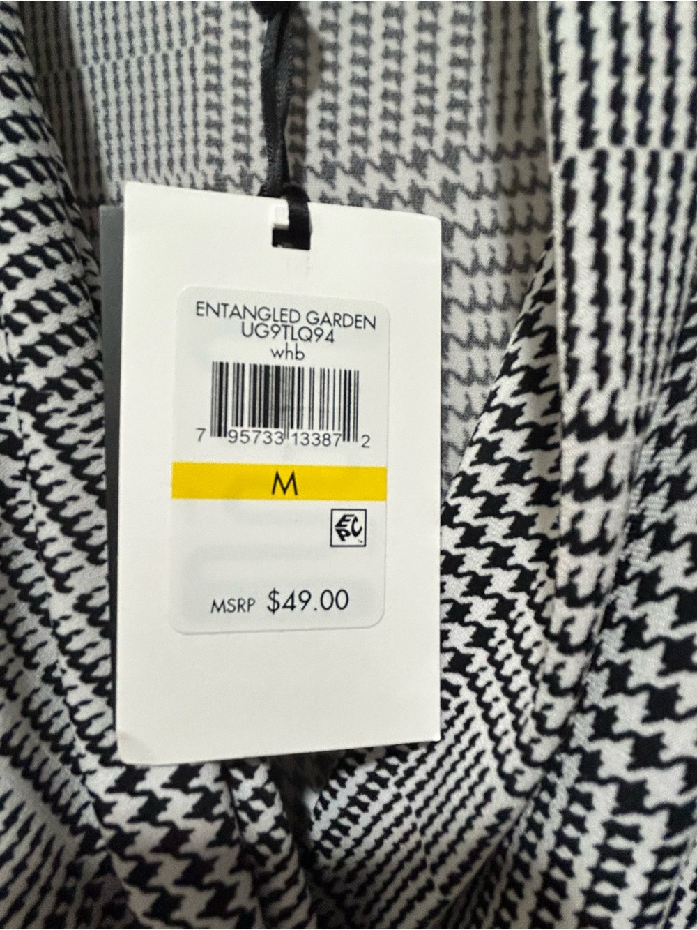 DKNY women’s NWT size M Black and White Plaid Draped V-Neck top. GREAT brand - Picture 5 of 7